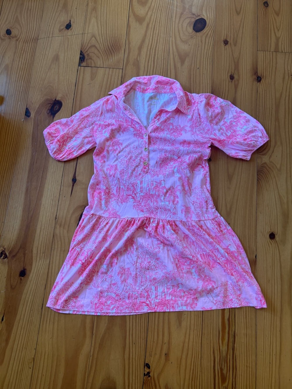 Lilly Pulitzer Toile Cotton  Pink and White Printed Polo Mini Dress - Picture 3 of 9
